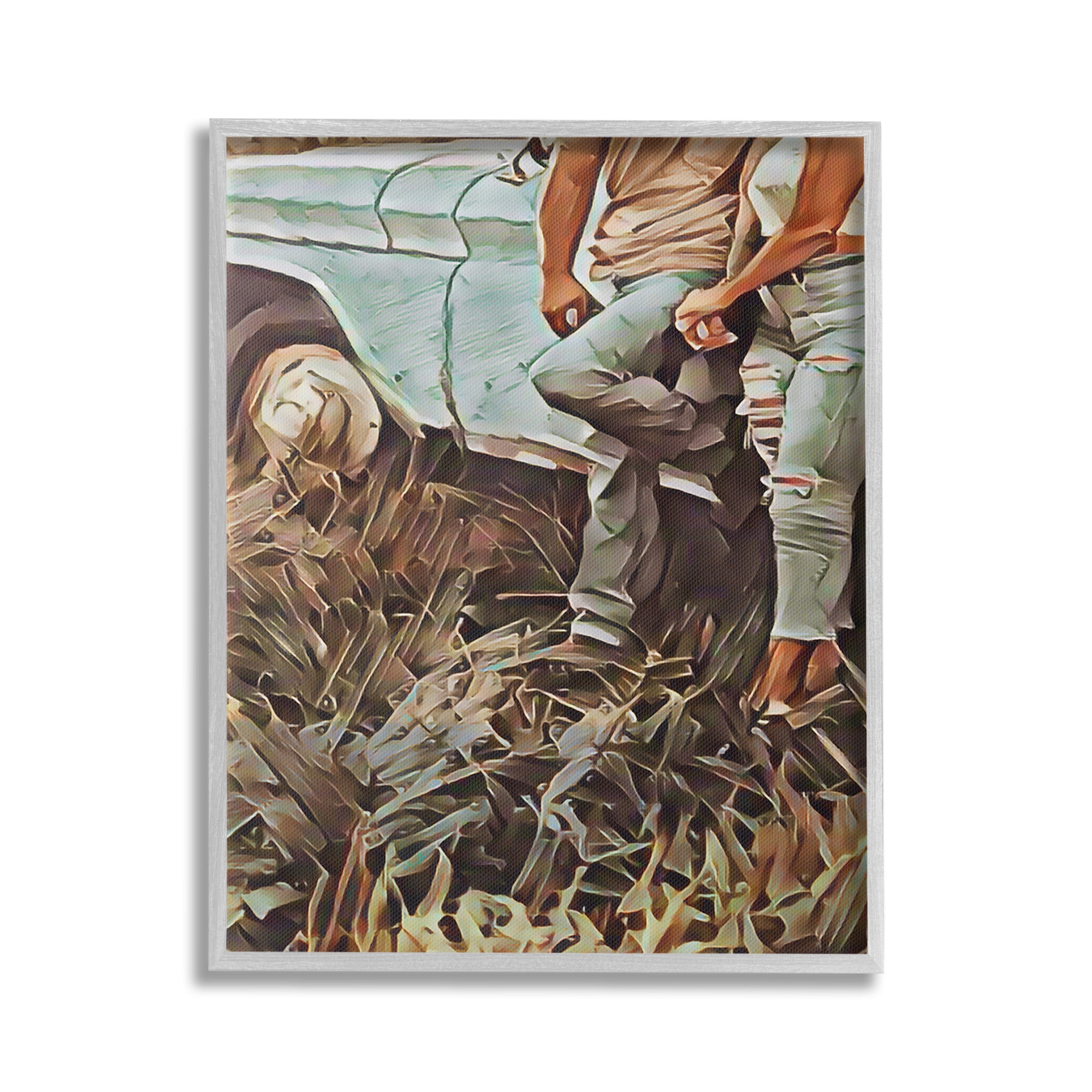 Stupell Industries Country Couple & Car Transportation Painting Gray Framed Art Print Wall Art, 24 x 30