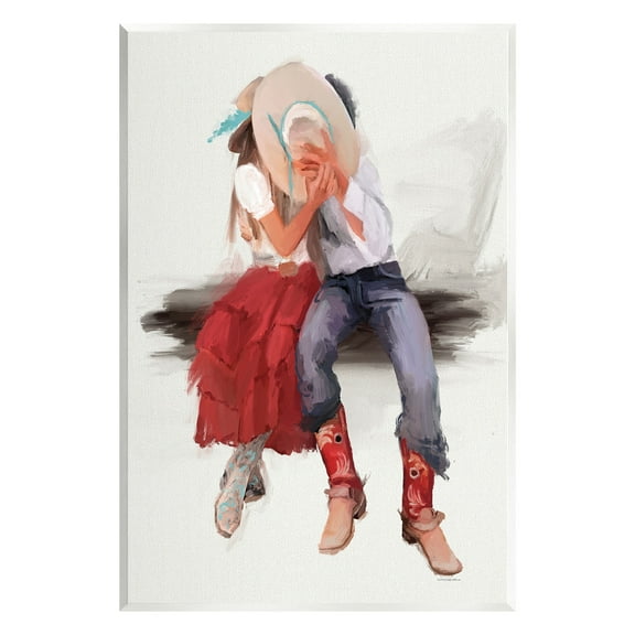 Stupell Industries Country Couple Kiss Abstract Painting Unframed Art Print Wall Art, 10 x 15