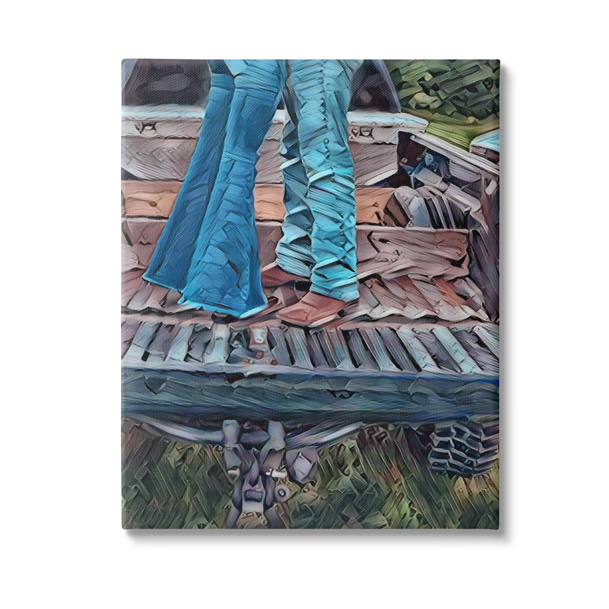 Stupell Industries Country Couple in Pickup Transportation Painting Gallery Wrapped Canvas Art Print Wall Art, 30 x 40