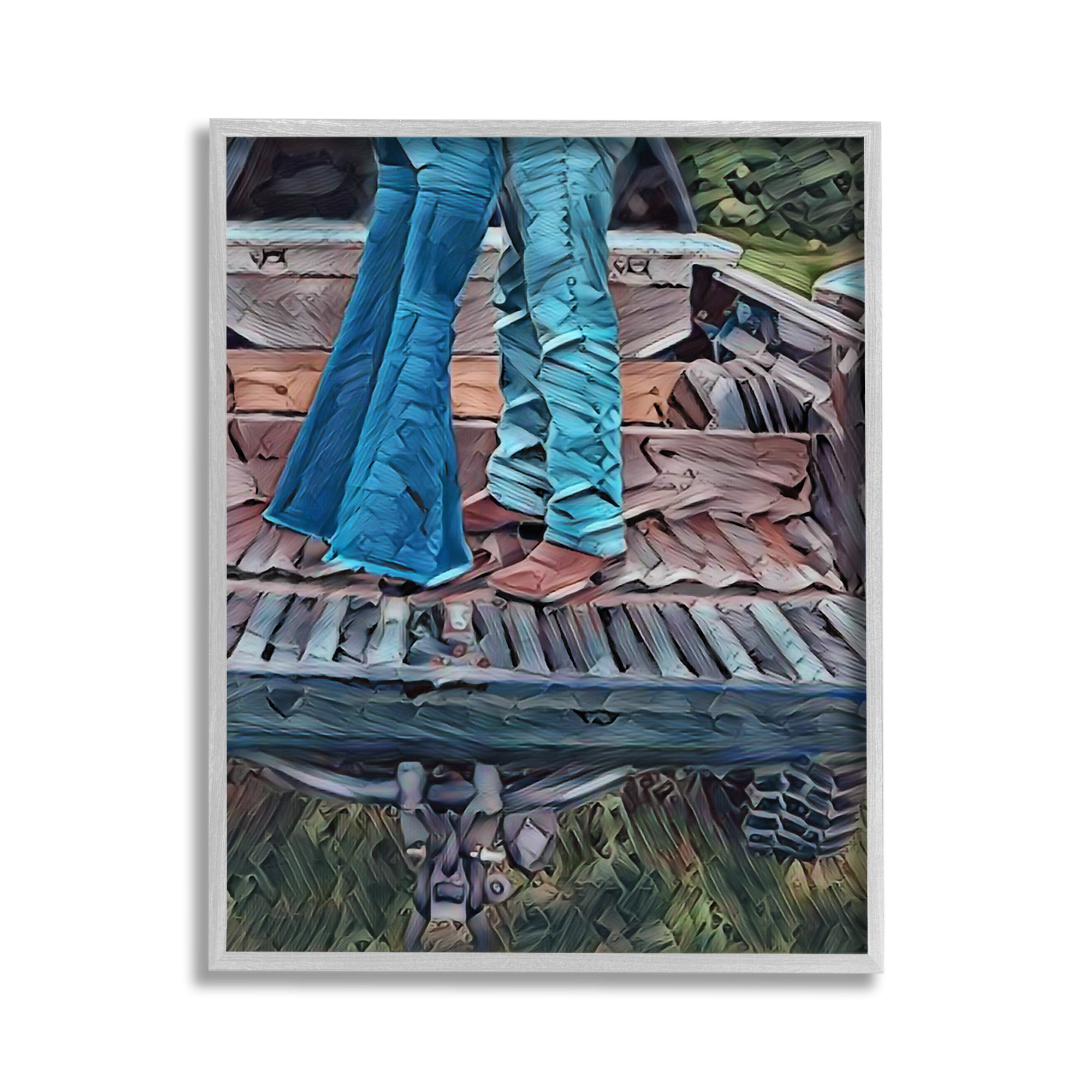 Stupell Industries Country Couple in Pickup Transportation Painting Gray Framed Art Print Wall Art, 11 x 14