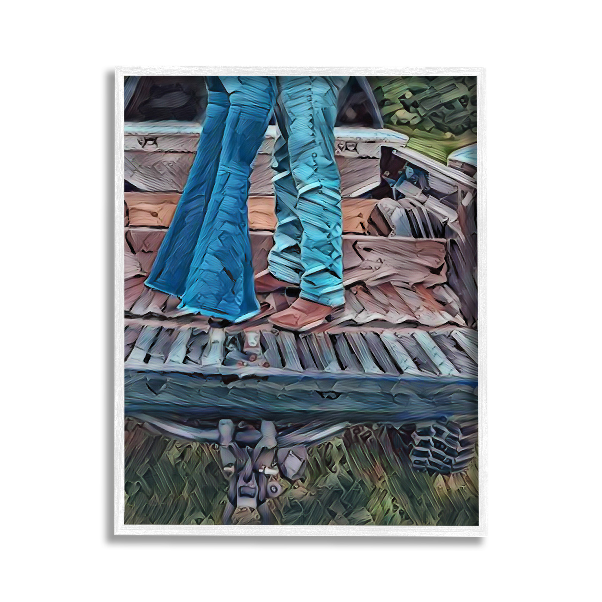 Stupell Industries Country Couple in Pickup Transportation Painting White Framed Art Print Wall Art, 11 x 14