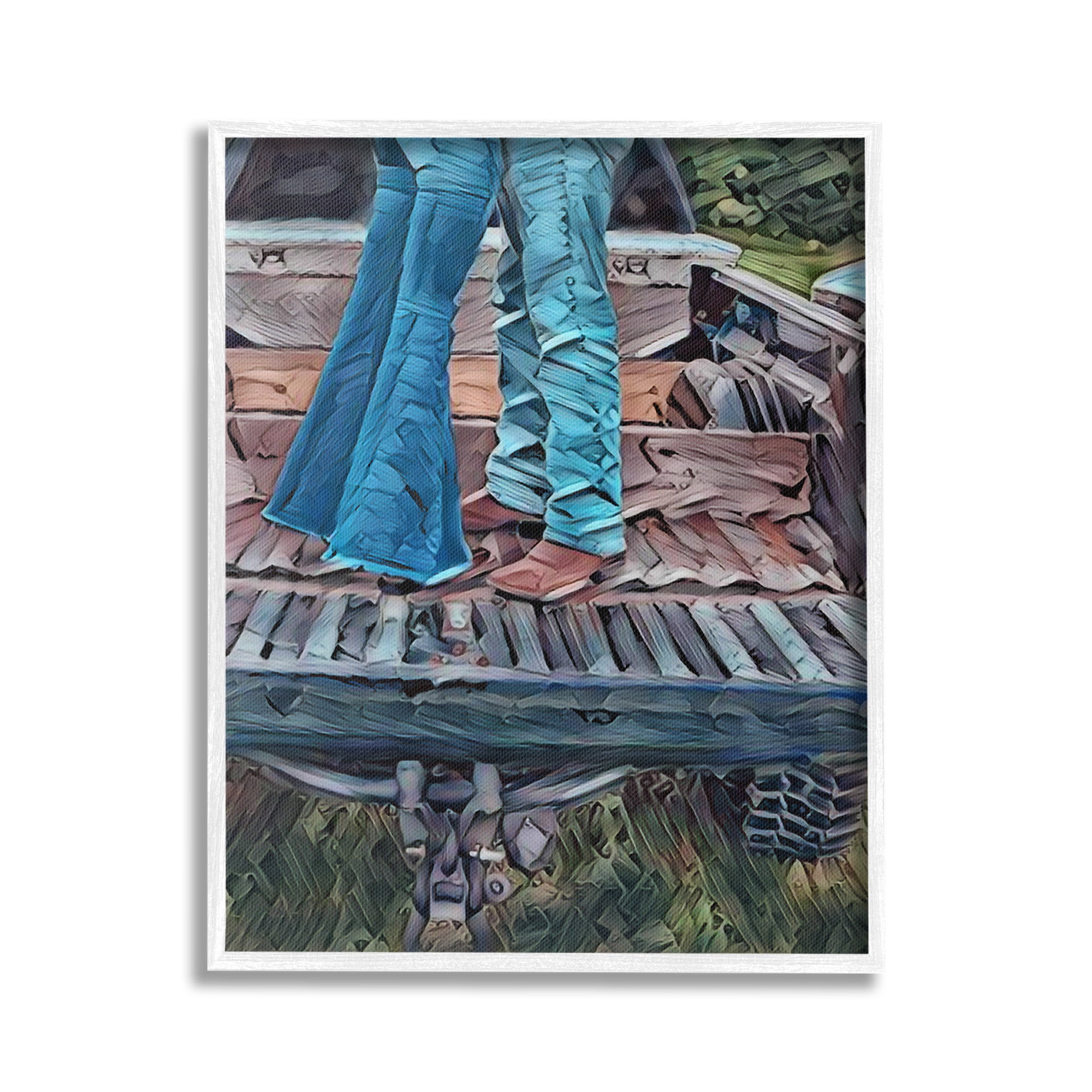 Stupell Industries Country Couple in Pickup Transportation Painting White Framed Art Print Wall Art, 16 x 20