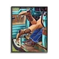 Stupell Industries Country Couple in Truck Transportation Painting Black Framed Art Print Wall Art, 11 x 14