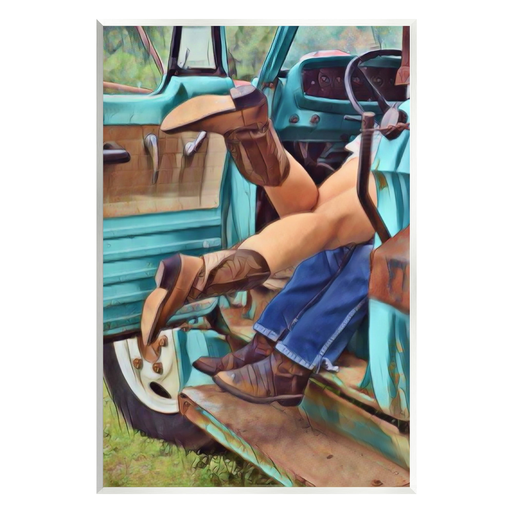 Stupell Industries Country Couple in Truck Transportation Painting Unframed Art Print Wall Art, 10 x 15