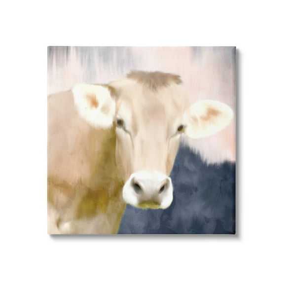 Stupell Industries Country Cow Cattle Closeup Painterly Landscape Paintings Gallery-Wrapped Canvas Print Wall Art, 17x17, by Kim Allen