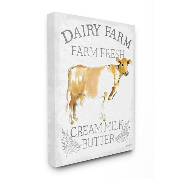 Stupell Industries Country Cow Dairy Farm Sign Watercolor Style Sign Canvas Wall Art Design by Avery Tillmon, 30" x 40"
