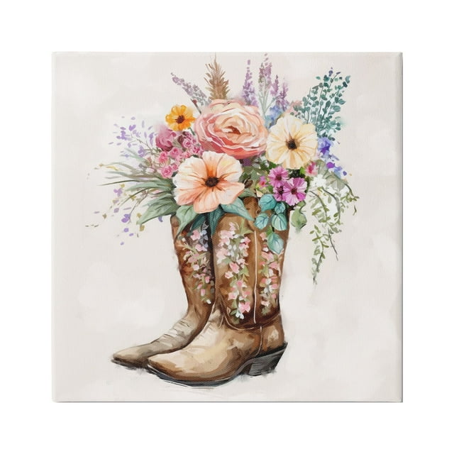 Stupell Industries Country Cowboy Boots Bouquet Botanical & Floral