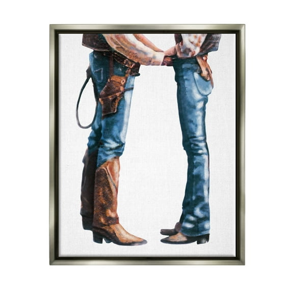 Stupell Industries Country Cowboy & Cowgirl Abstract Painting Gray Floater Framed Canvas Art Print Wall Art, 25 x 31