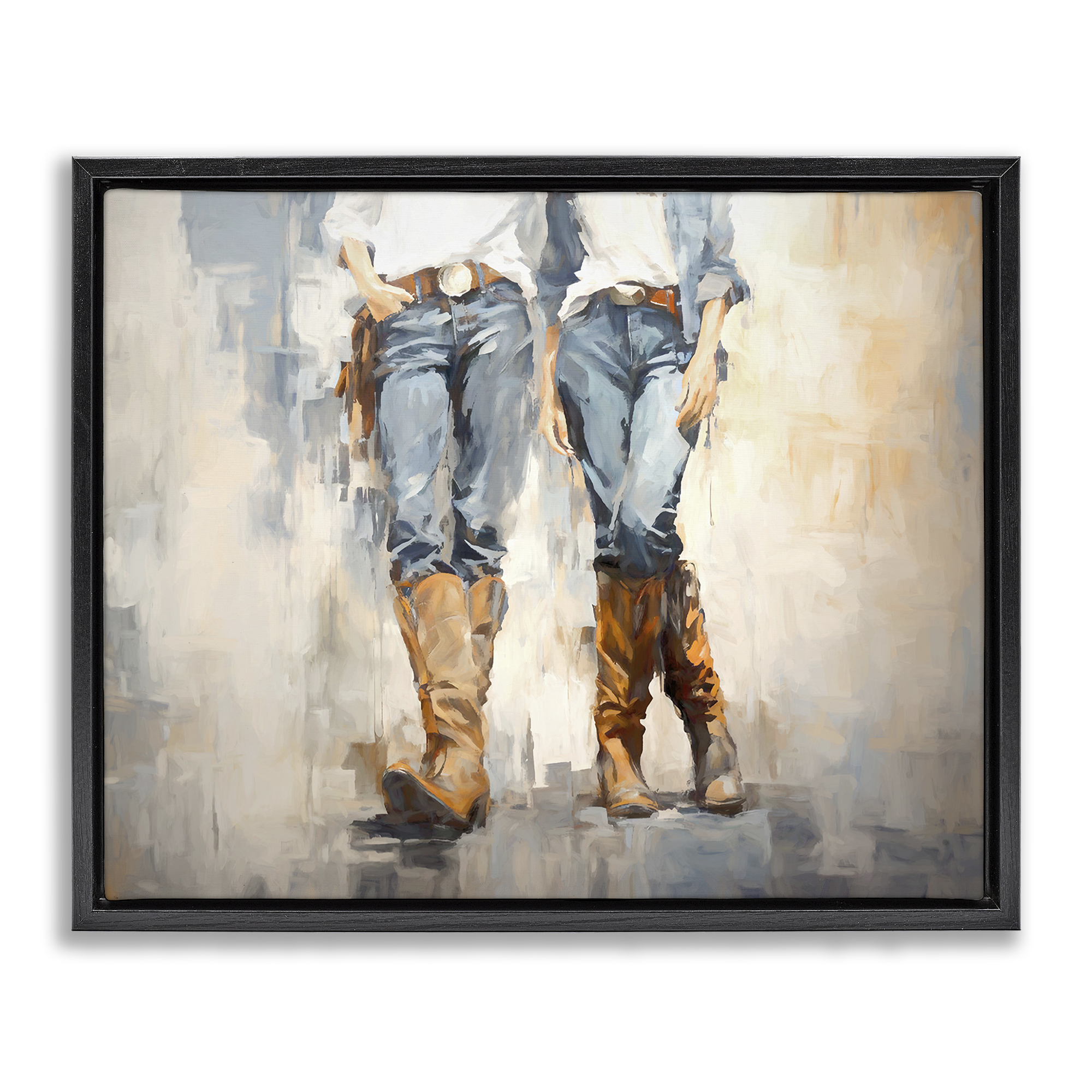 Stupell Industries Country Cowgirl Attitude Novelty Painting Black Floater Framed Canvas Art Print Wall Art, 21 x 17