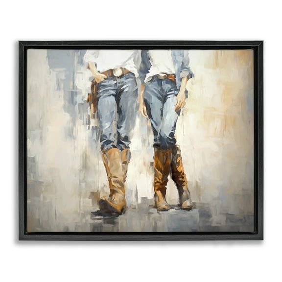 Stupell Industries Country Cowgirl Attitude Novelty Painting Black Floater Framed Canvas Art Print Wall Art, 21 x 17