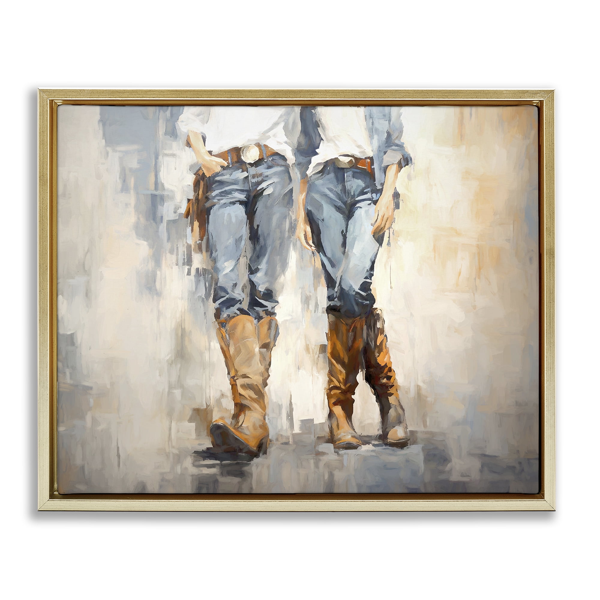 Stupell Industries Country Cowgirl Attitude Novelty Painting Gold Floater Framed Canvas Art Print Wall Art, 21 x 17