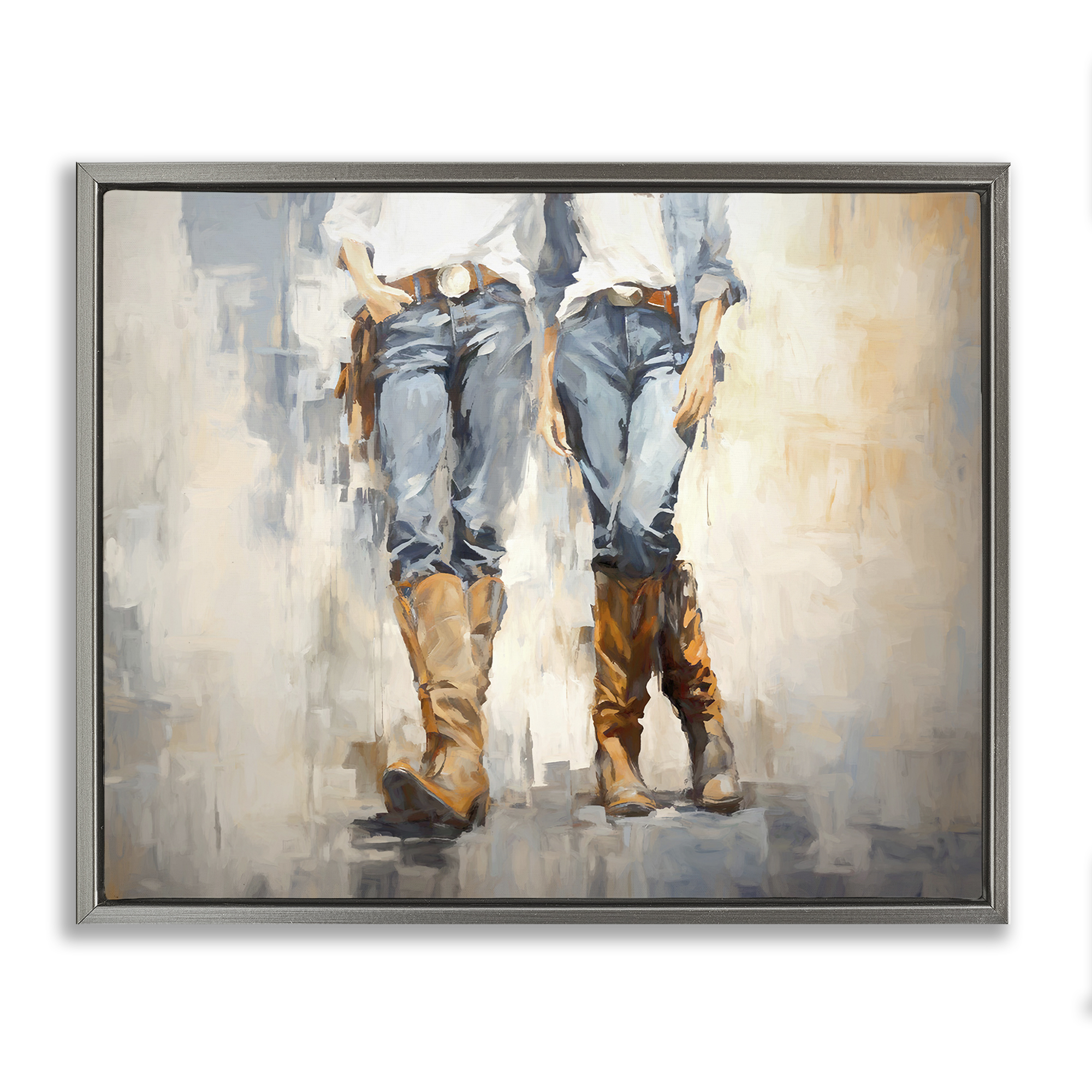 Stupell Industries Country Cowgirl Attitude Novelty Painting Gray Floater Framed Canvas Art Print Wall Art, 21 x 17