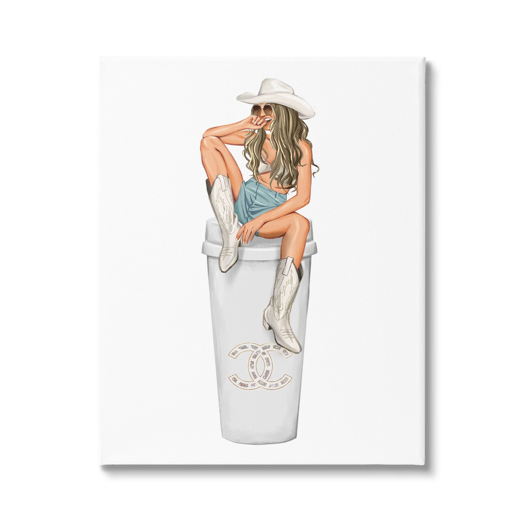 Stupell Industries Country Cowgirl Trendy Glam Coffee Beauty & Fashion Painting Gallery Wrapped Canvas Print Wall Art