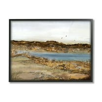 Stupell Industries Country Creek with Bird Detail Muddy Landscape Nature Painting Black Framed Art Print Wall Art, 11 x 14