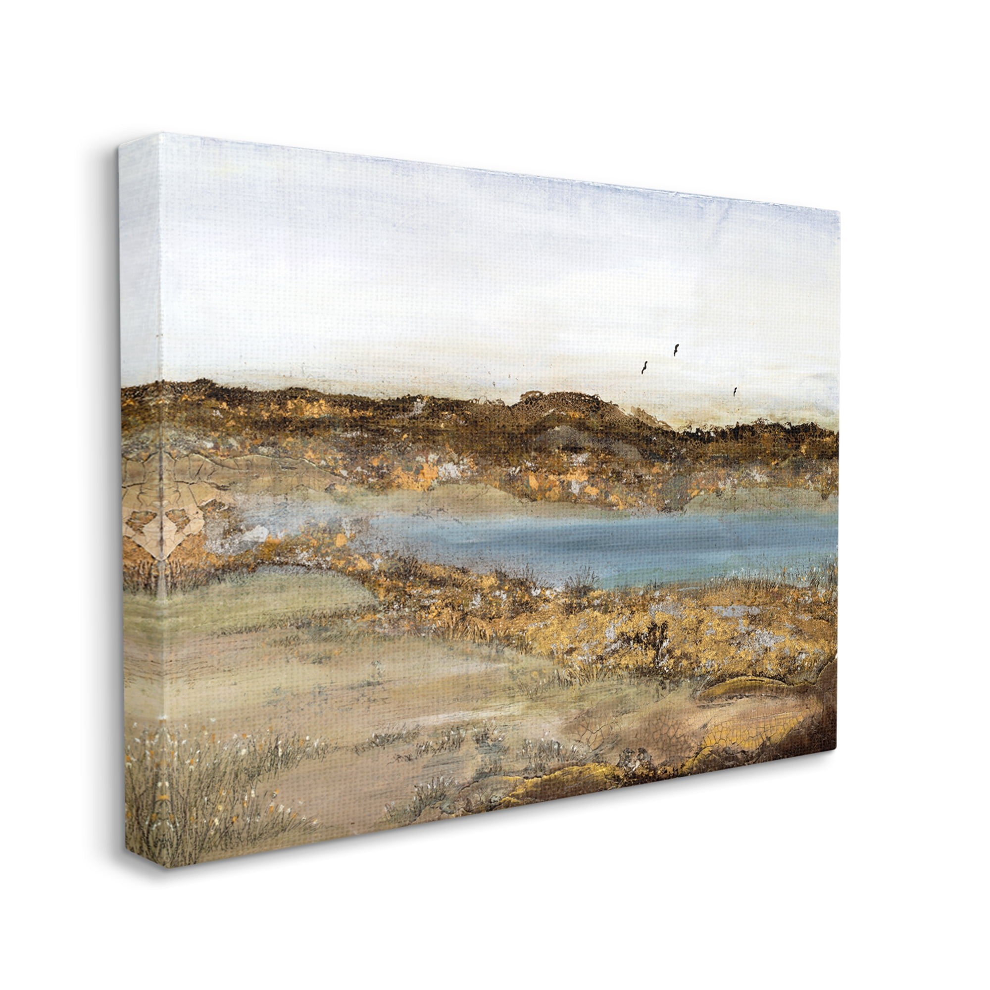 Stupell Industries Country Creek with Bird Detail Muddy Landscape Nature Painting Gallery Wrapped Canvas Print Wall Art, 24 x 30