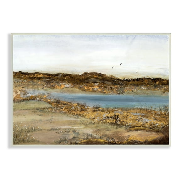 Stupell Industries Country Creek with Bird Detail Muddy Landscape Nature Painting Unframed Art Print Wall Art, 10 x 15