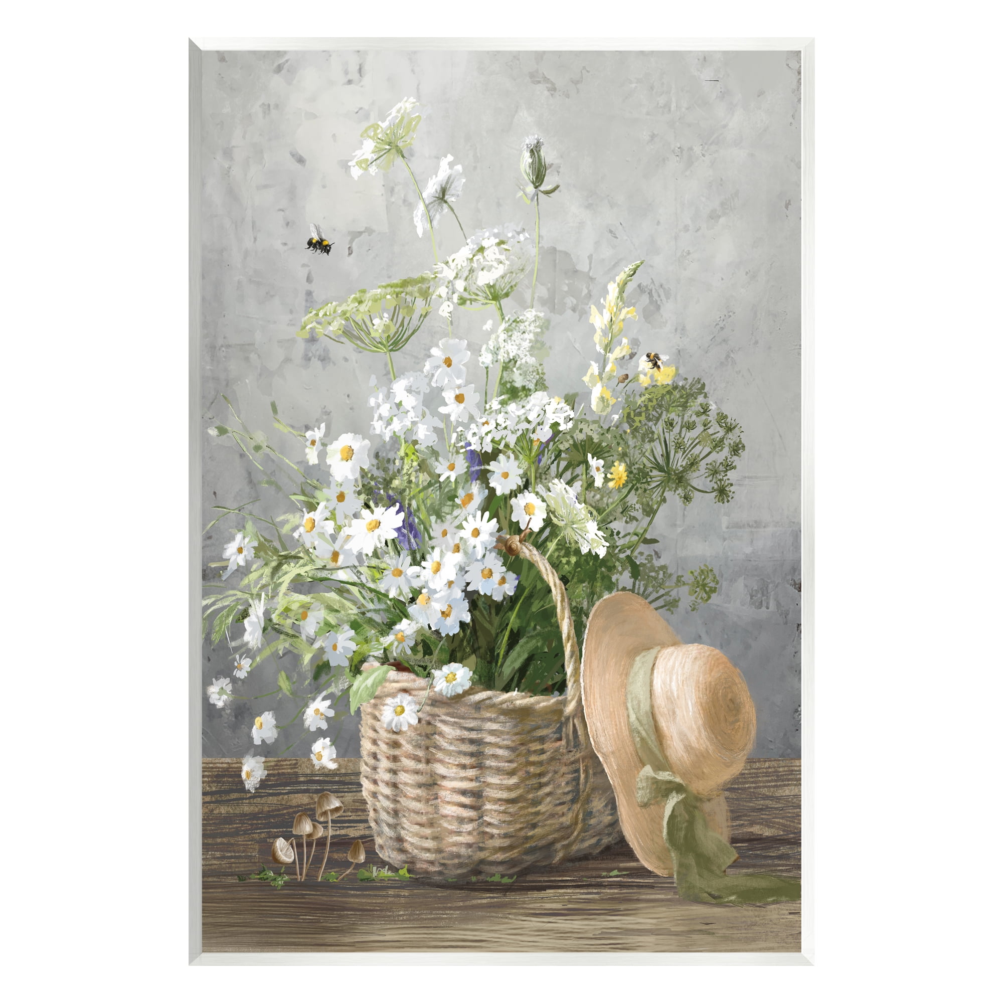 Stupell Industries Country Daisy Basket Botanical & Floral Painting Unframed Art Print Wall Art, 13 x 19