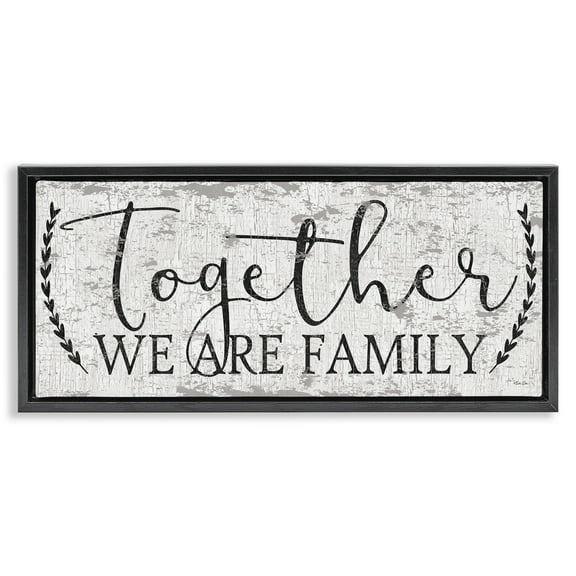 Stupell Industries Country Distressed Family Quote Typography Painting Black Floater Framed Canvas Art Print Wall Art, 25 x 11