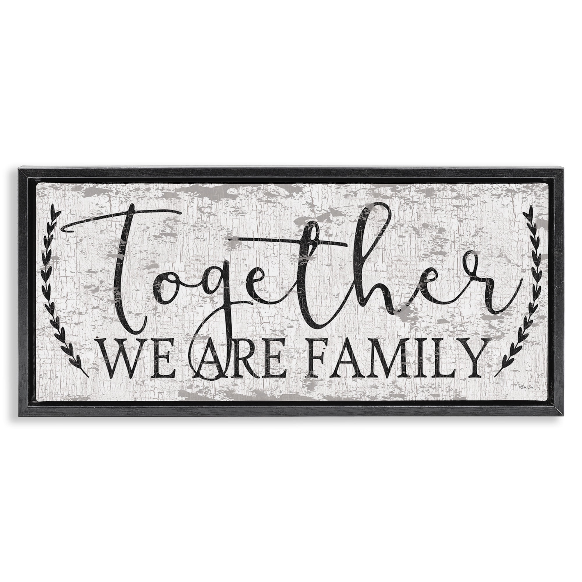 Stupell Industries Country Distressed Family Quote Typography Painting Black Floater Framed Canvas Art Print Wall Art, 31 x 14