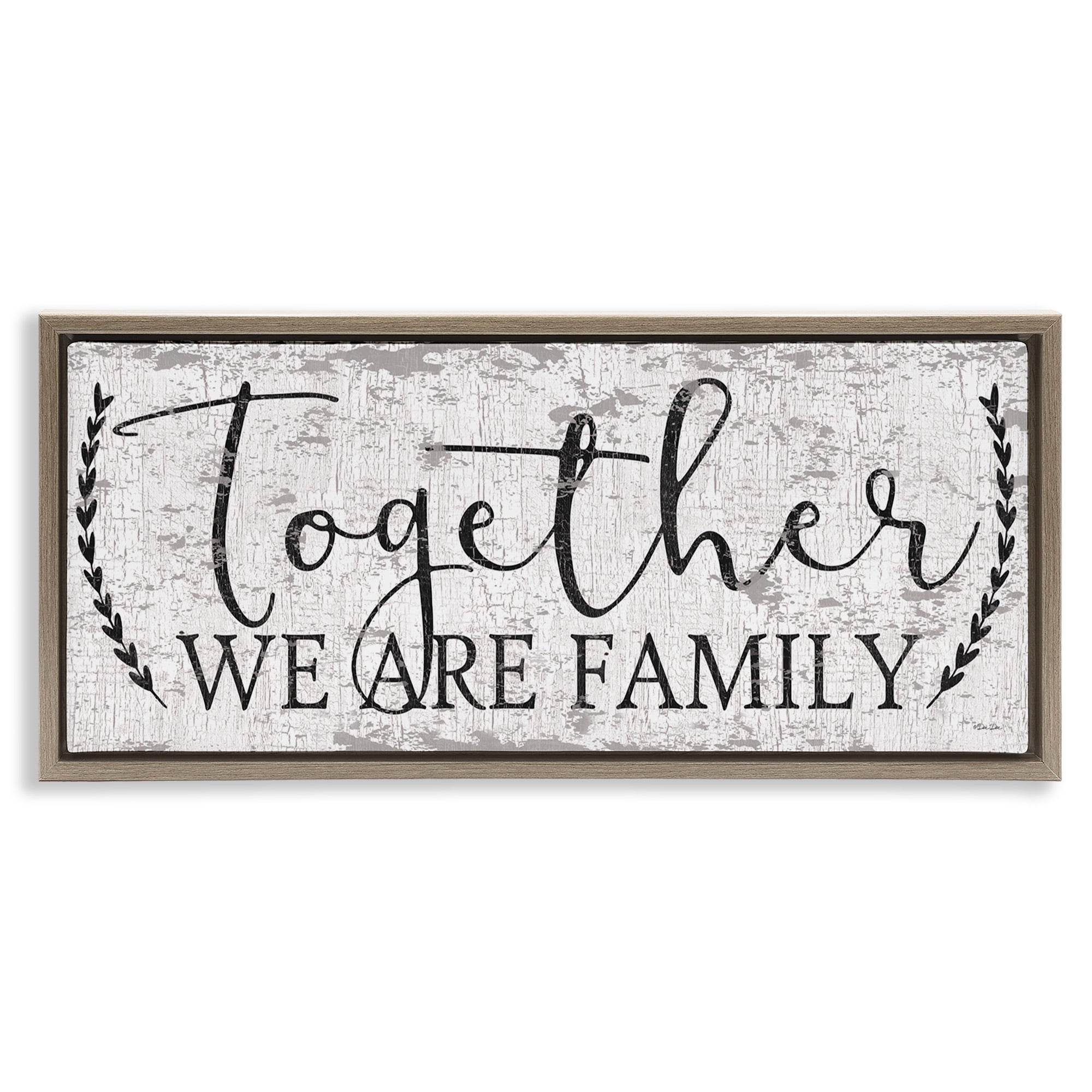 Stupell Industries Country Distressed Family Quote Typography Painting Brown Floater Framed Canvas Art Print Wall Art, 31 x 14