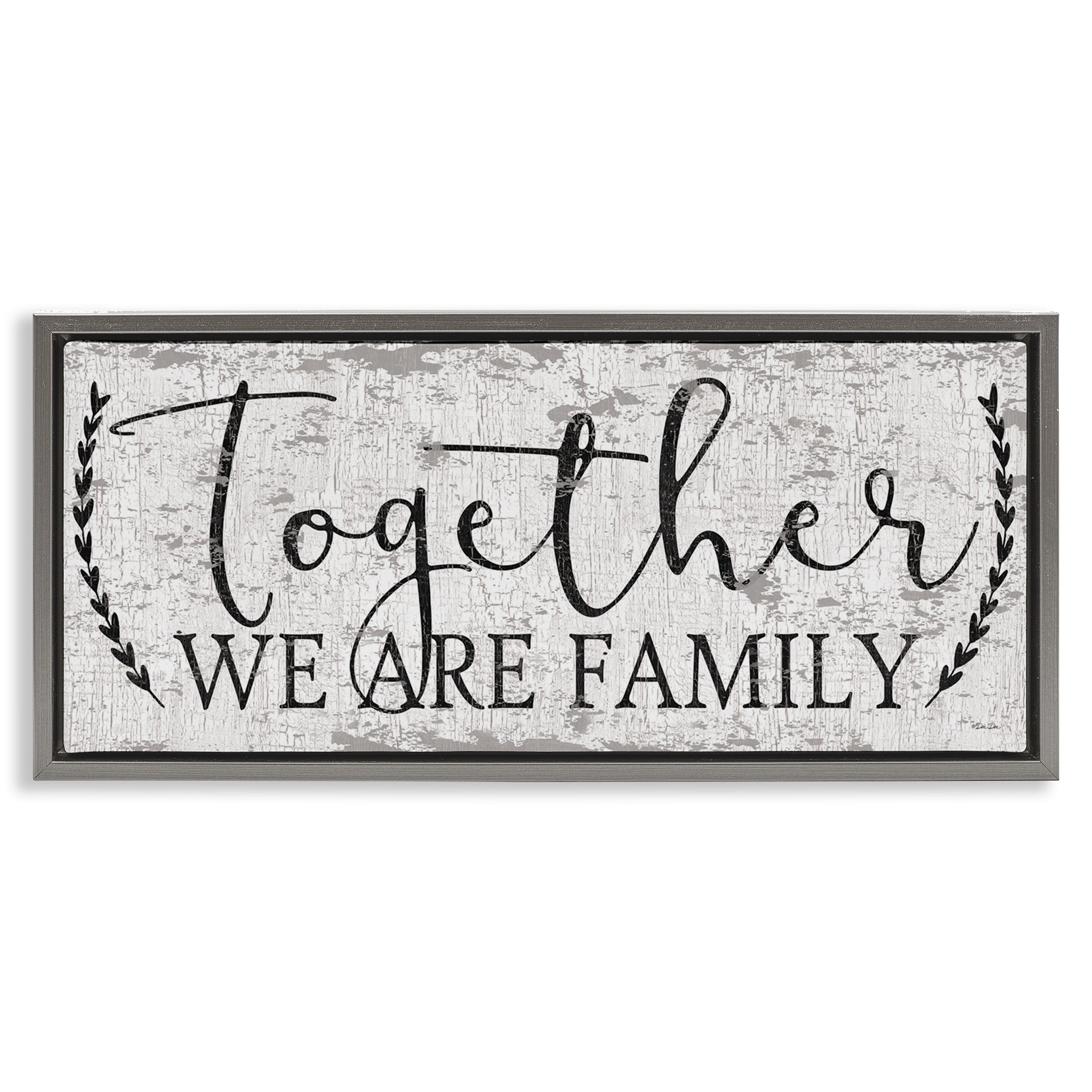 Stupell Industries Country Distressed Family Quote Typography Painting Gray Floater Framed Canvas Art Print Wall Art, 31 x 14