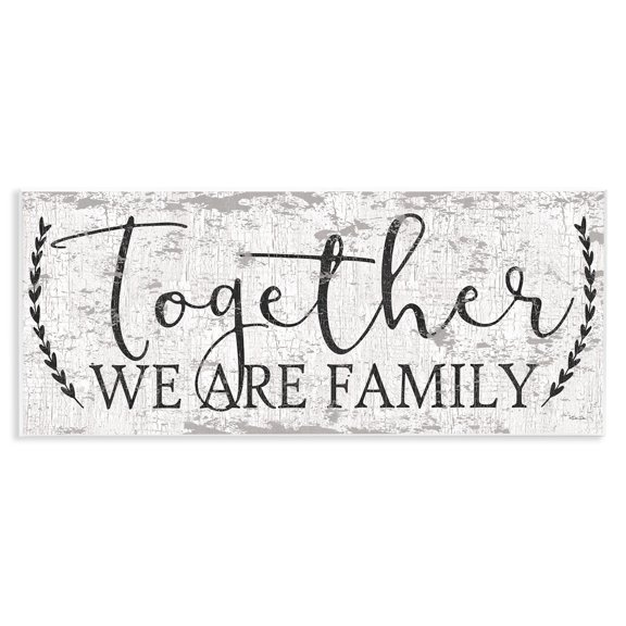 Stupell Industries Shabby Chic Distressed Together We are Family Wall Plaque Art, 17 x 7, by Dee Dee