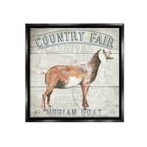 Stupell Industries Country Fair Goat Animals & Insects Painting Black Floater Framed Canvas Art Print Wall Art, 18 x 18