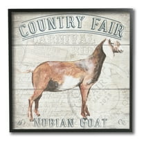 Stupell Industries Country Fair Goat Animals & Insects Painting Black Framed Art Print Wall Art, 12 x 12