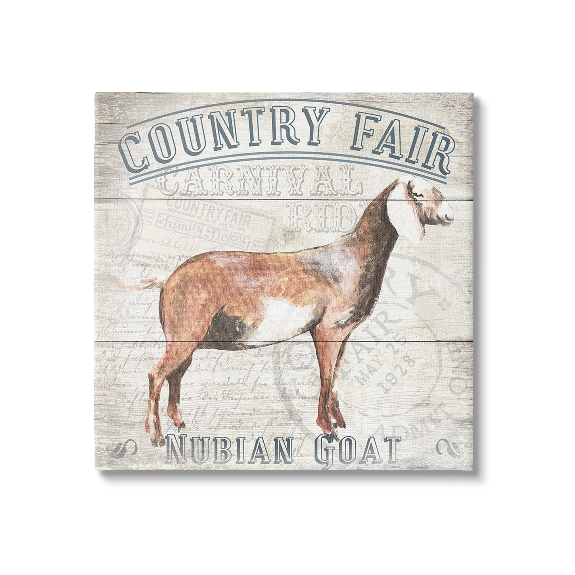 Stupell Industries Country Fair Goat Animals & Insects Painting Gallery Wrapped Canvas Art Print Wall Art, 24 x 24