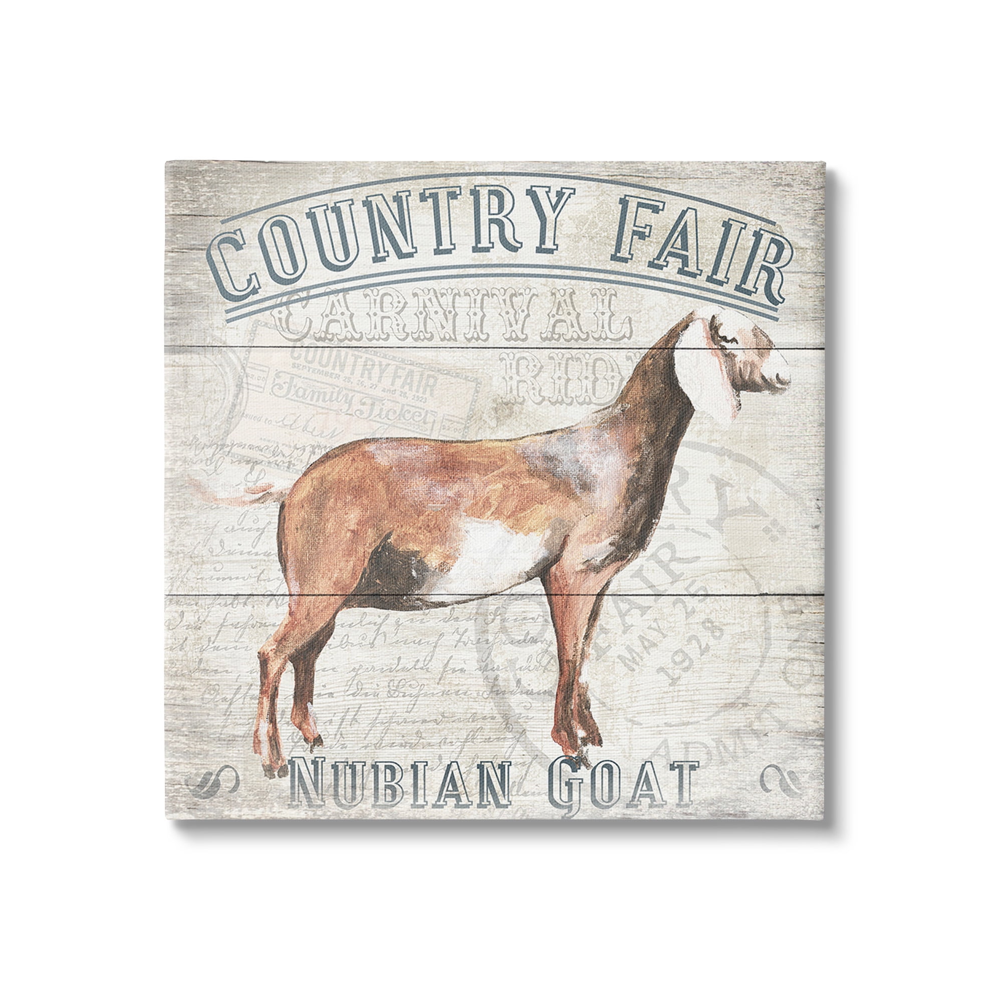 Stupell Industries Country Fair Goat Animals & Insects Painting Gallery Wrapped Canvas Art Print Wall Art, 36 x 36