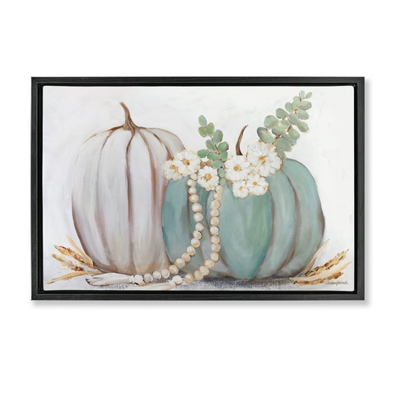 Stupell Industries Country Fall Pumpkins Botanical & Floral Painting Black Floater Framed Canvas Art Print Wall Art, 25 x 17