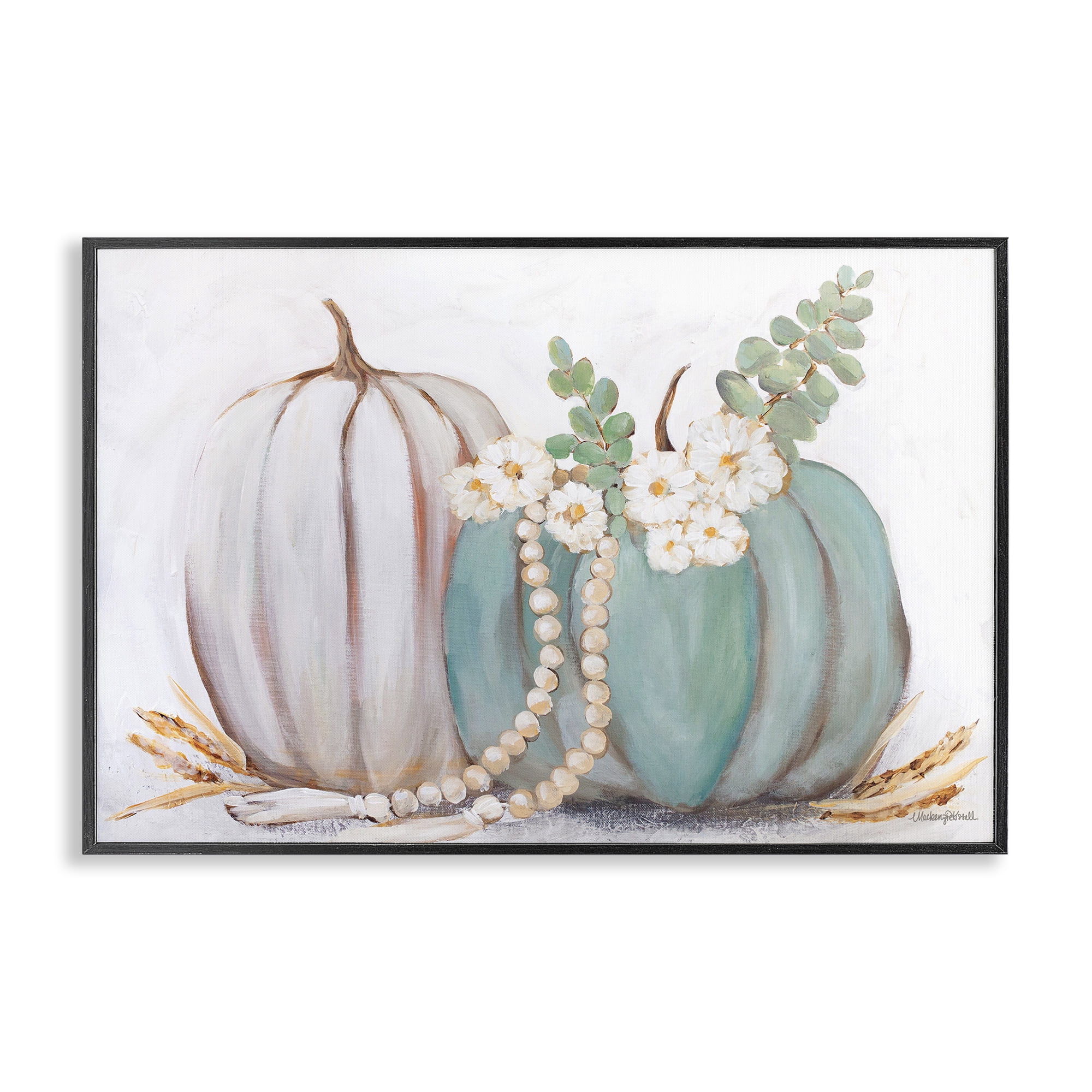 Stupell Industries Country Fall Pumpkins Botanical & Floral Painting Black Framed Art Print Wall Art, 30 x 20