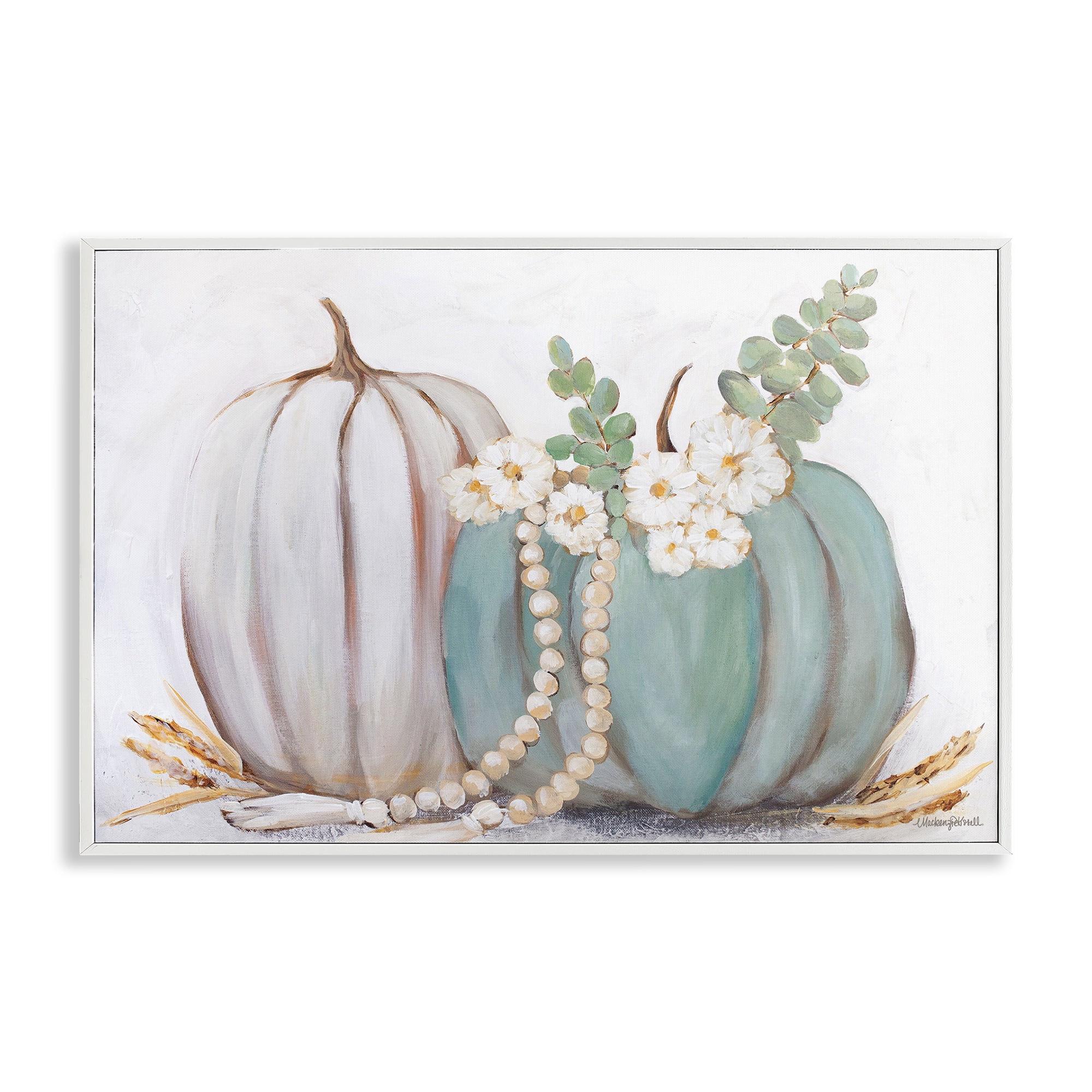 Stupell Industries Country Fall Pumpkins Botanical & Floral Painting White Framed Art Print Wall Art, 24 x 16