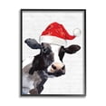 thumbnail image 1 of Stupell Industries Country Farm Cow Red Santa Clause Hat Holiday Painting Black Framed Art Print Wall Art, 16 x 20, 1 of 5
