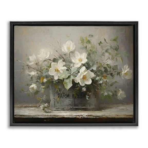 Stupell Industries Country Farm Florals Botanical & Floral Painting Black Floater Framed Art Print Wall Art, 21 x 17