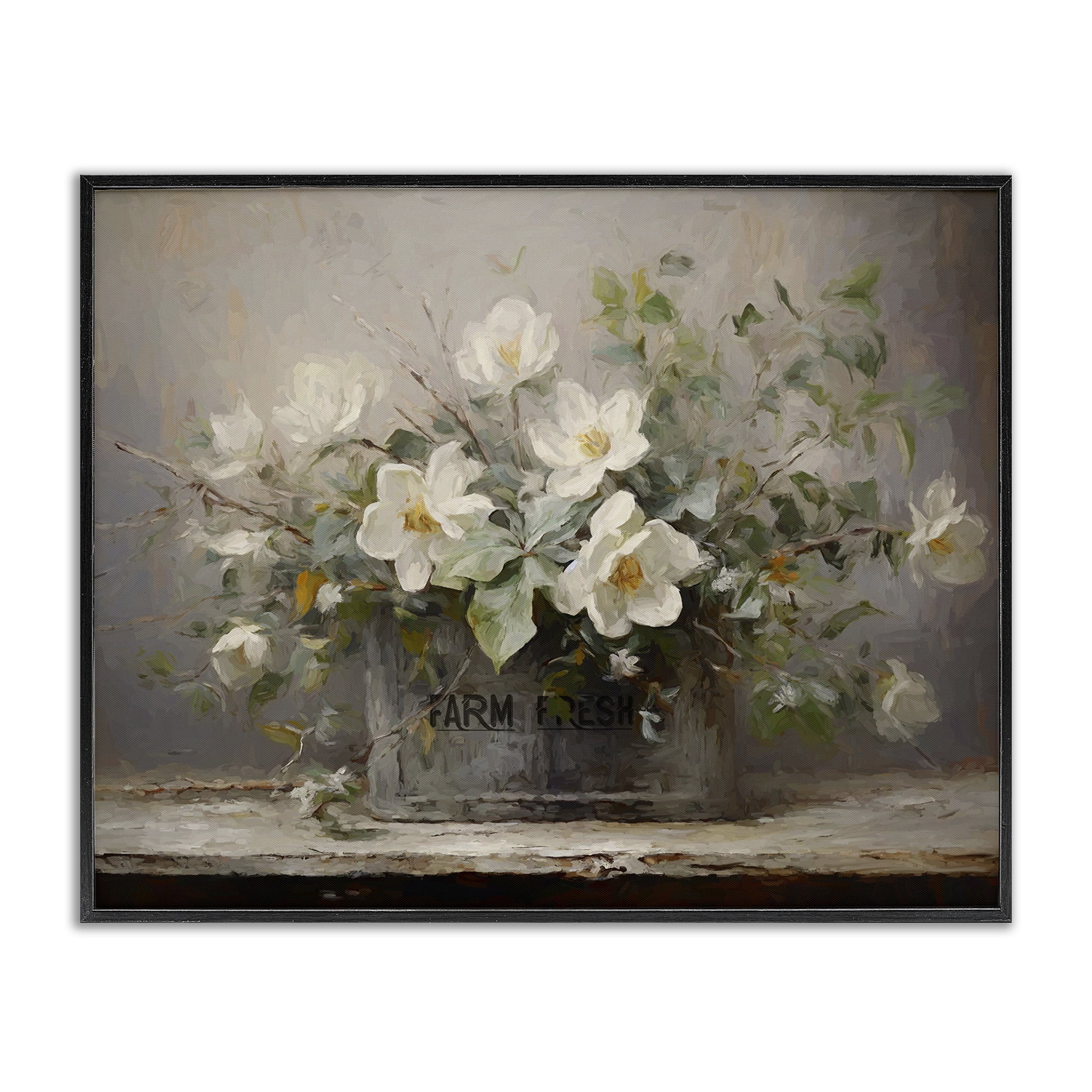 Stupell Industries Country Farm Florals Botanical & Floral Painting Black Framed Art Print Wall Art, 30 x 24