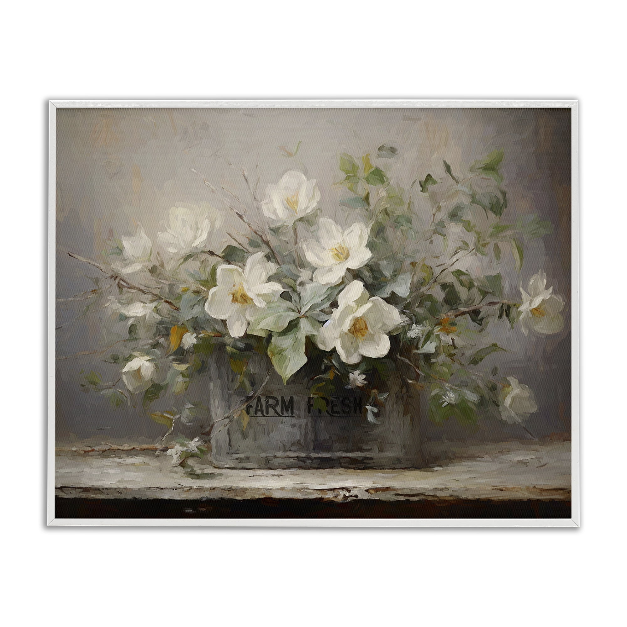 Stupell Industries Country Farm Florals Botanical & Floral Painting White Framed Art Print Wall Art, 30 x 24
