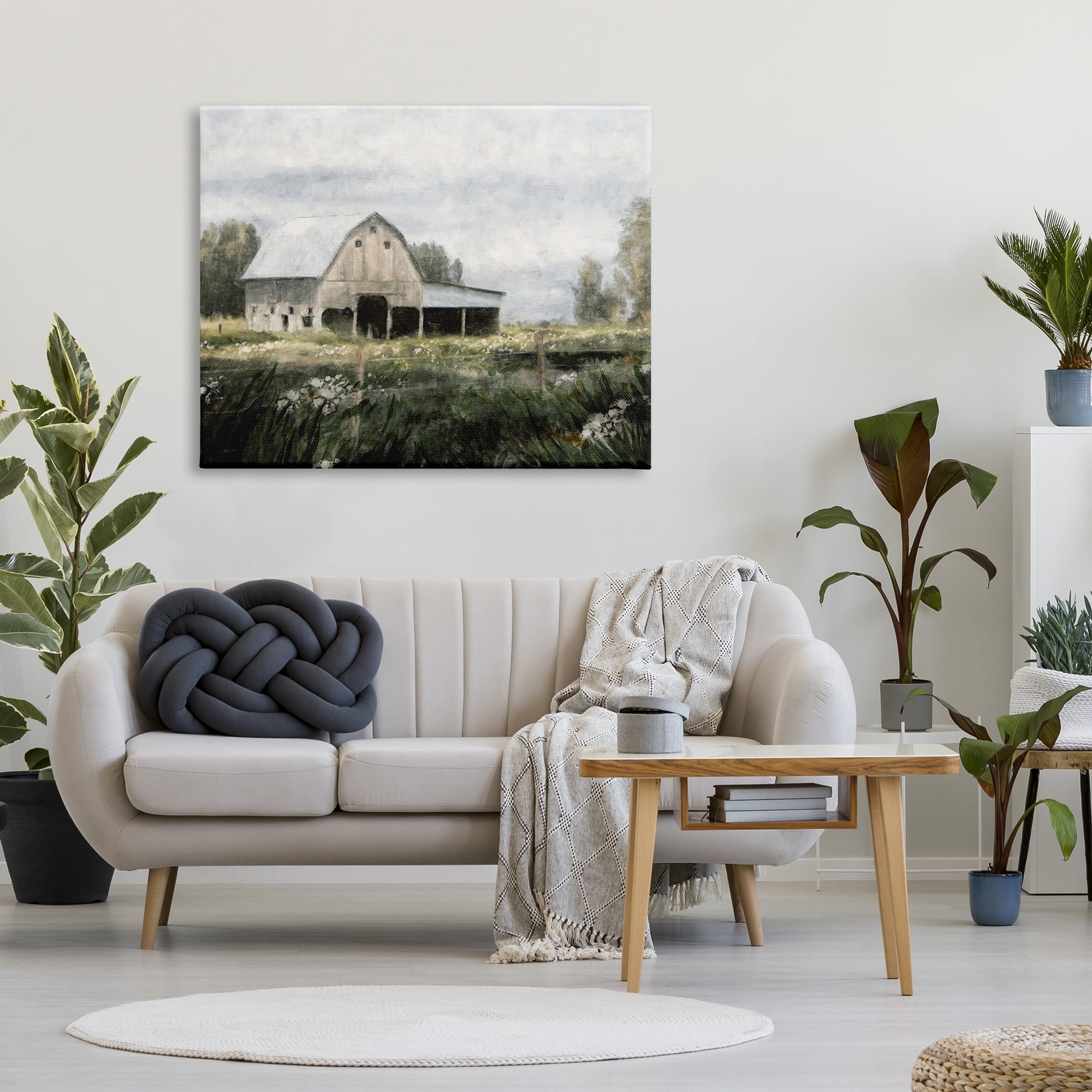 Country Farmhouse Barn Meadow Landscape Canvas Wall Art