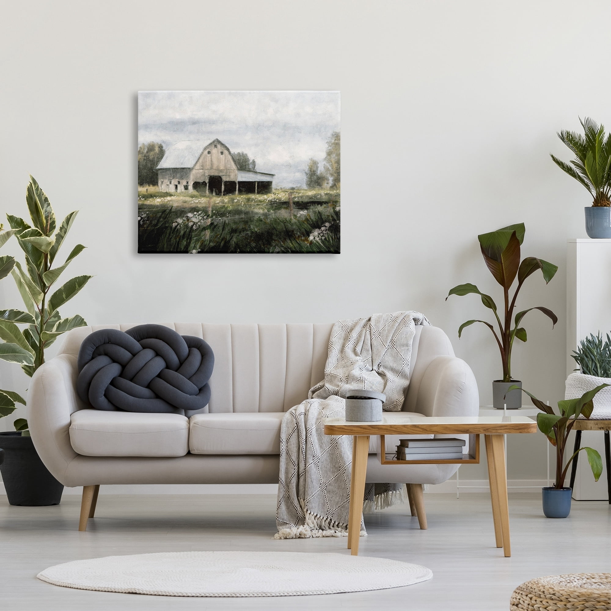 Stupell Industries Country Farmhouse Barn Meadow Landscape Painting Gallery Wrapped Canvas Print Wall Art