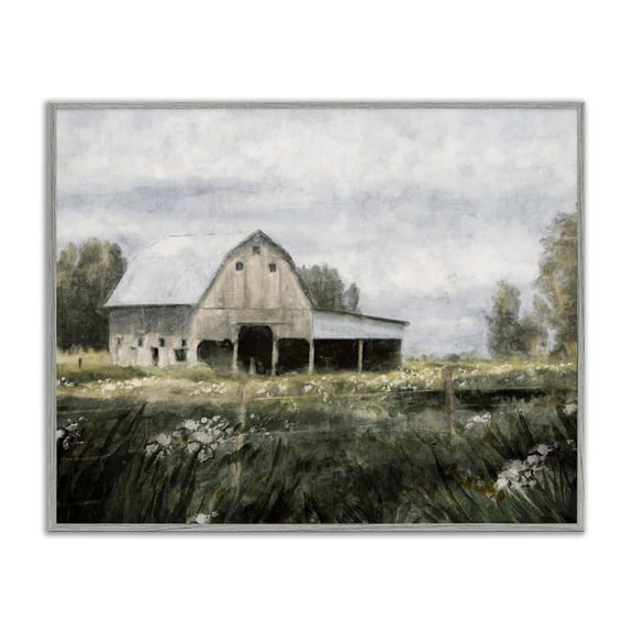 Stupell Industries Rustic Lodge Country Farmhouse Barn Meadow Gray Framed Giclee Art, 30 x 24, by Nina Blue