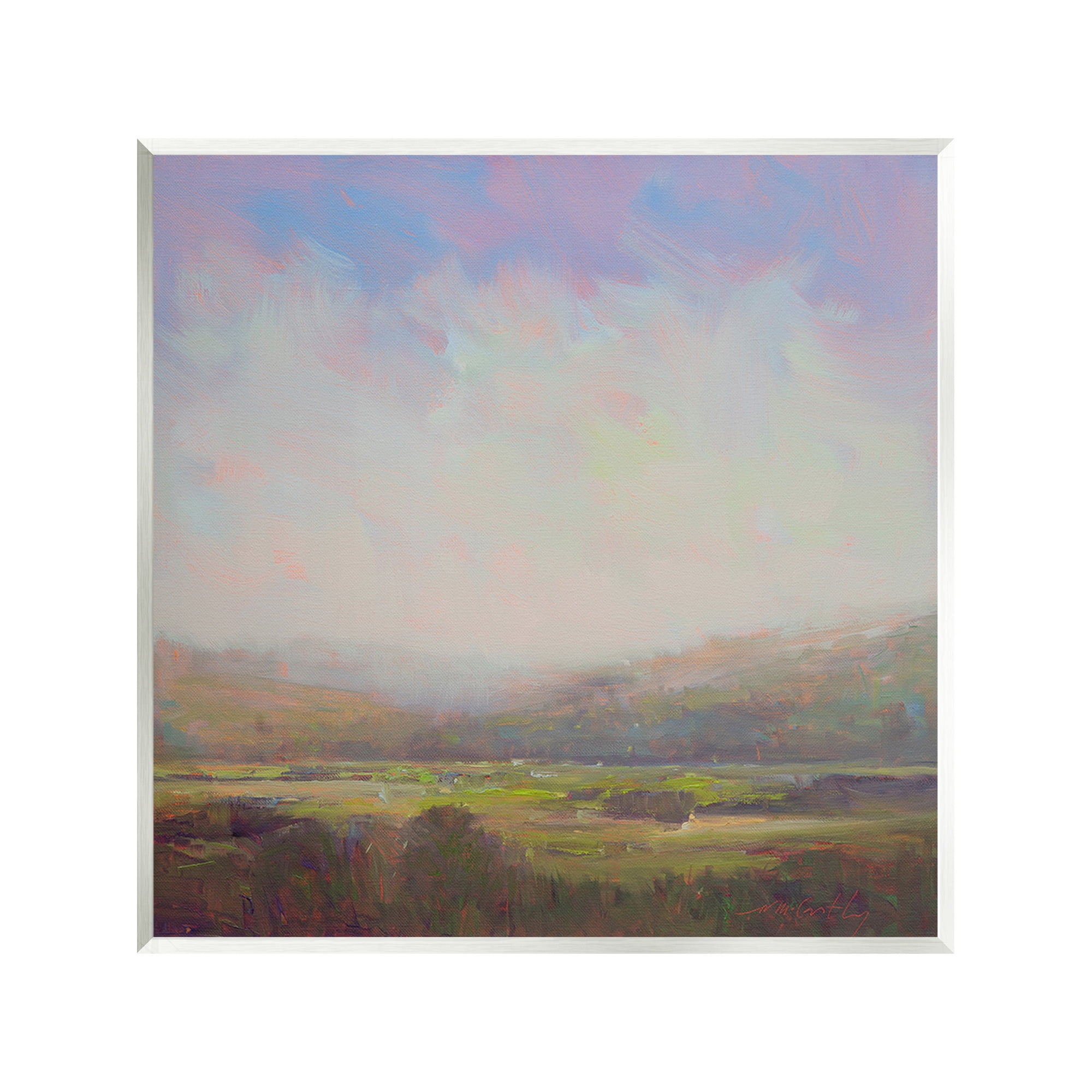 Stupell Industries Country Field & Purple Sky Landscape Painting Unframed Art Print Wall Art, 12 x 12
