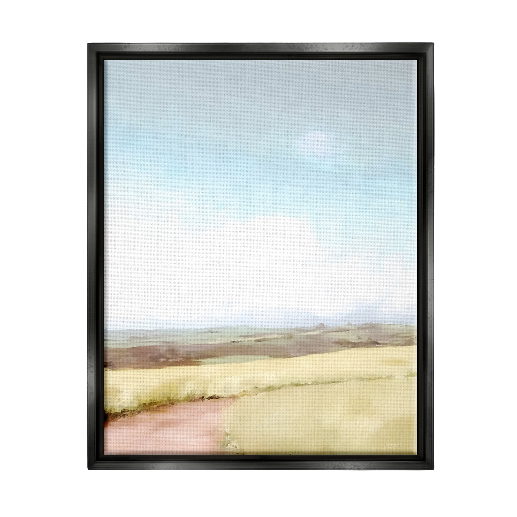 Stupell Industries Country Field Trail Nature Painting Black Floater Framed Art Print Wall Art, 17 x 21