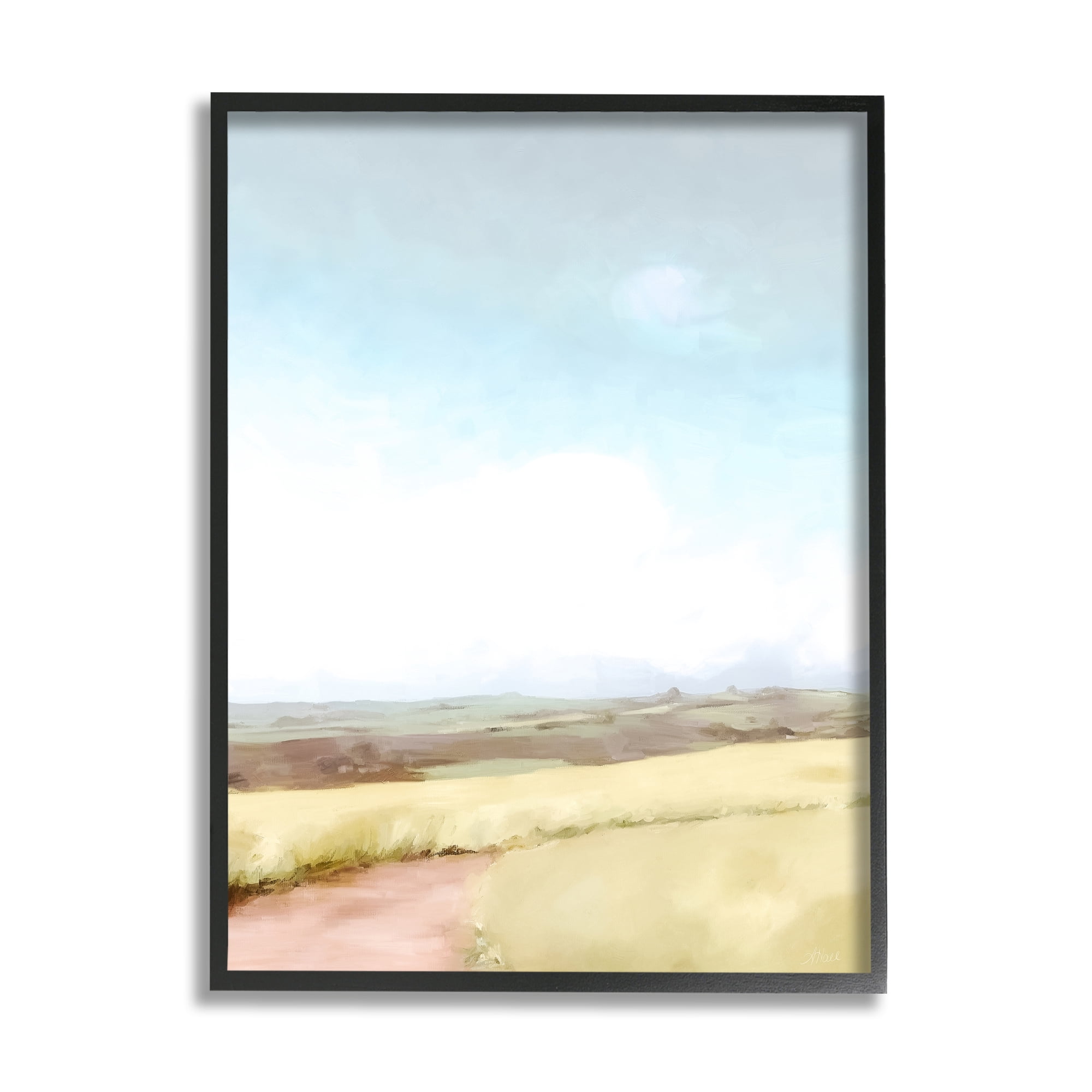 Stupell Industries Country Field Trail Nature Painting Black Framed Art Print Wall Art, 11 x 14