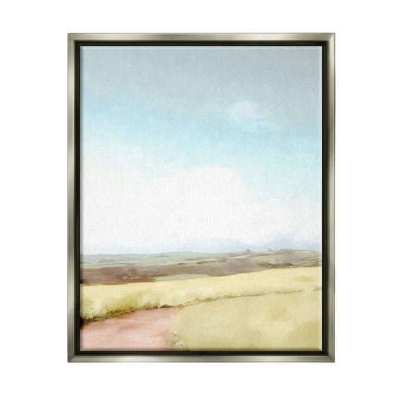 Stupell Industries Country Field Trail Nature Painting Gray Floater Framed Art Print Wall Art, 25 x 31