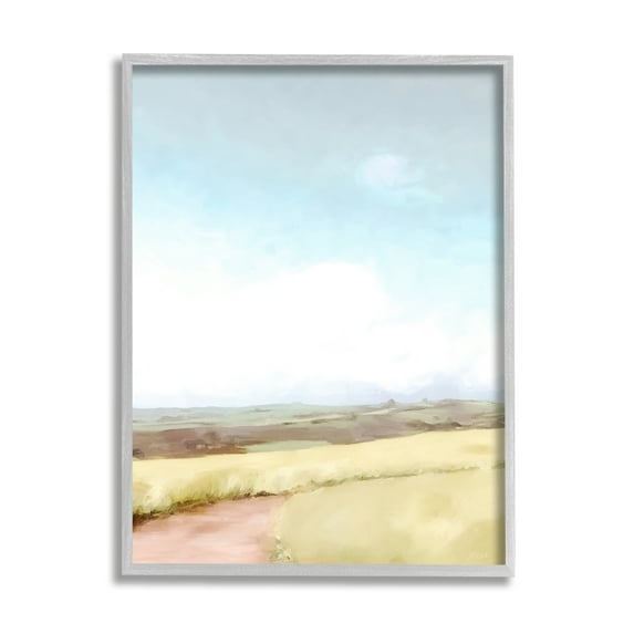 Stupell Industries Country Field Trail Nature Painting Gray Framed Art Print Wall Art, 11 x 14
