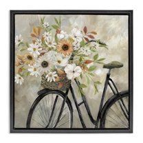 Stupell Industries Country Floral Bicycle Plants & Flowers Painting Black Floater Framed Canvas Art Print Wall Art, 18 x 18