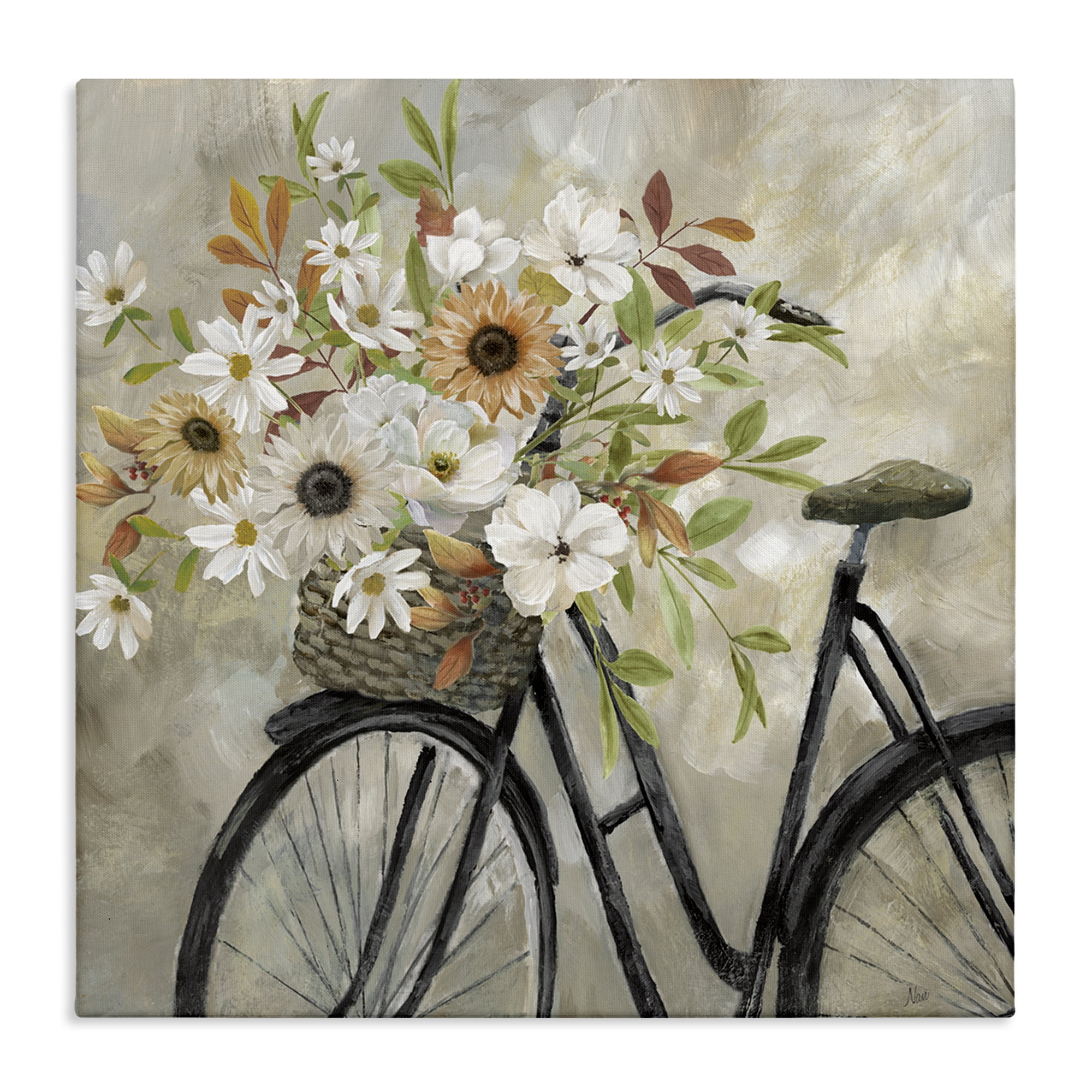 Stupell Industries Country Floral Bicycle Plants & Flowers Painting Wrapped Canvas Art Print Wall Art, 30 x 30
