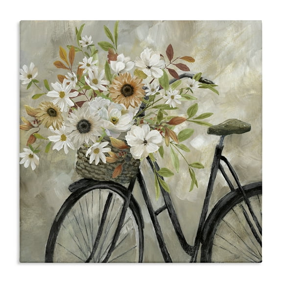 Stupell Industries Country Floral Bicycle Plants & Flowers Painting Wrapped Canvas Art Print Wall Art, 36 x 36