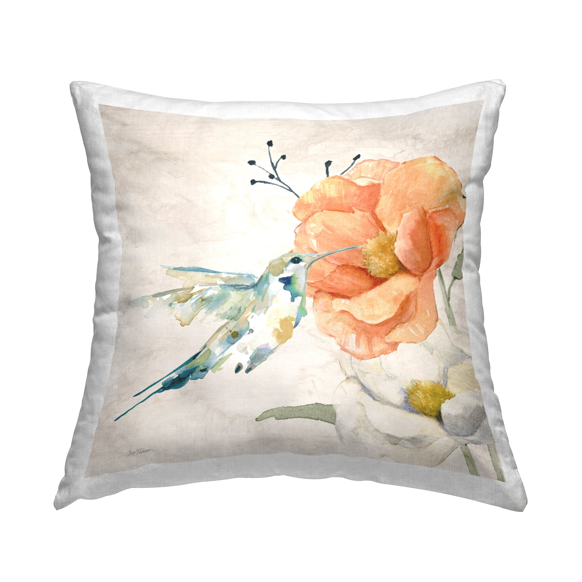 Stupell Industries Country Floral & Bird Decorative Printed Throw Pillow Design by Carol Robinson.