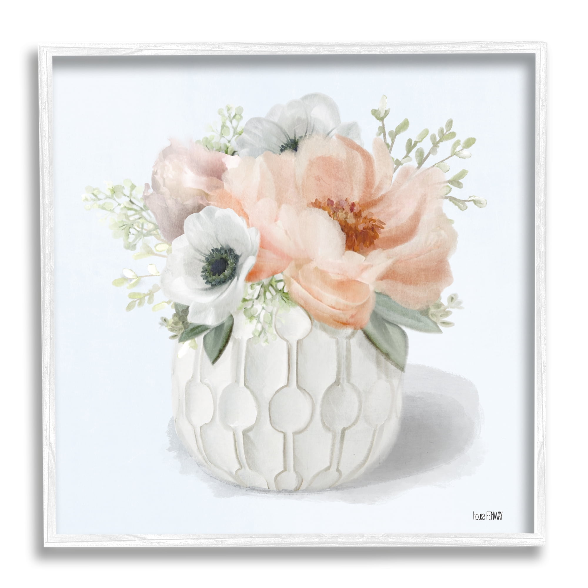 Stupell Industries Country Floral Bouquet in Geometric Planter Minimal Painting, 12 x 12,Design by House Fenway